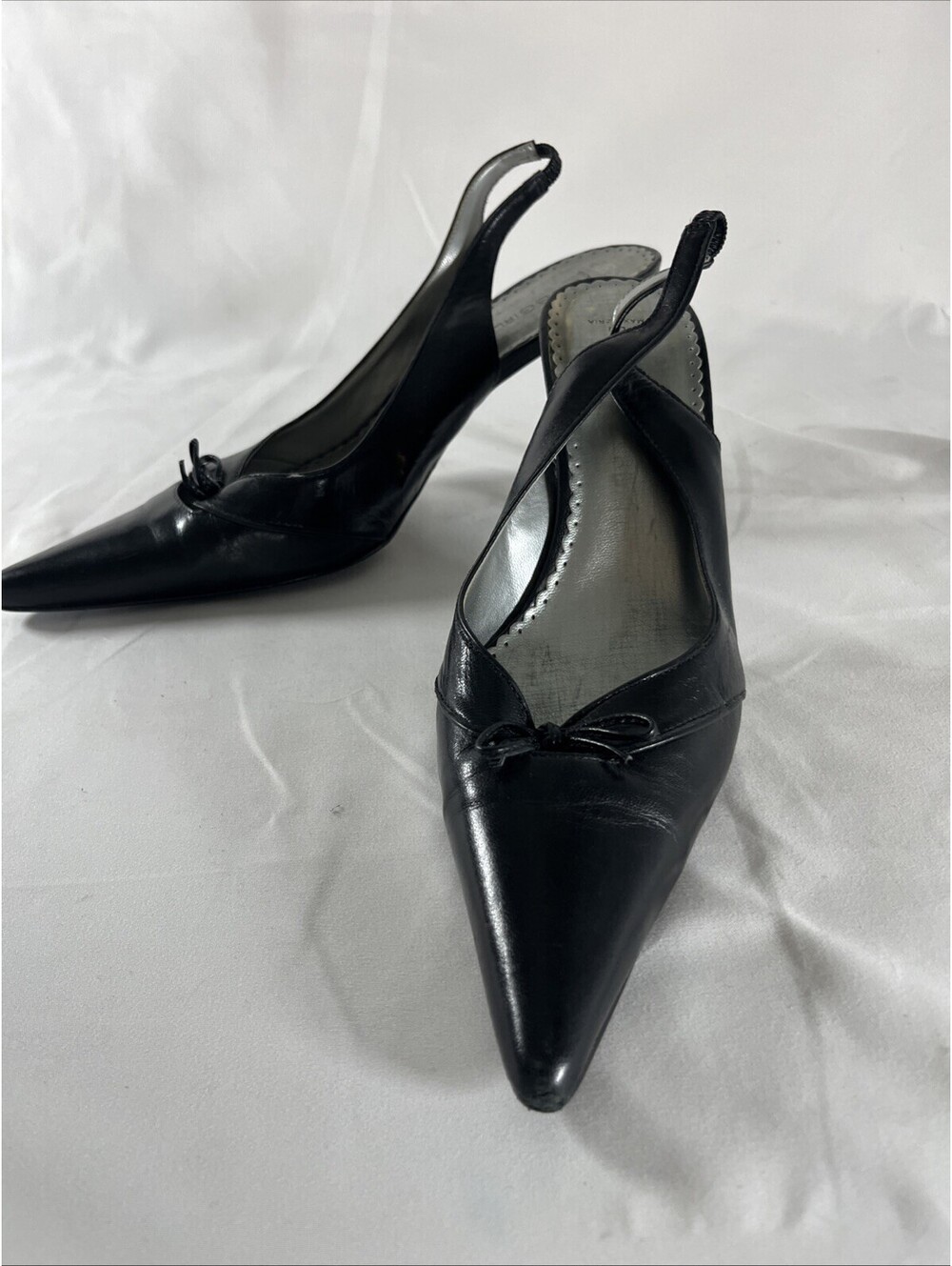 BCBGirls Black Leather Slingback Heels 10B